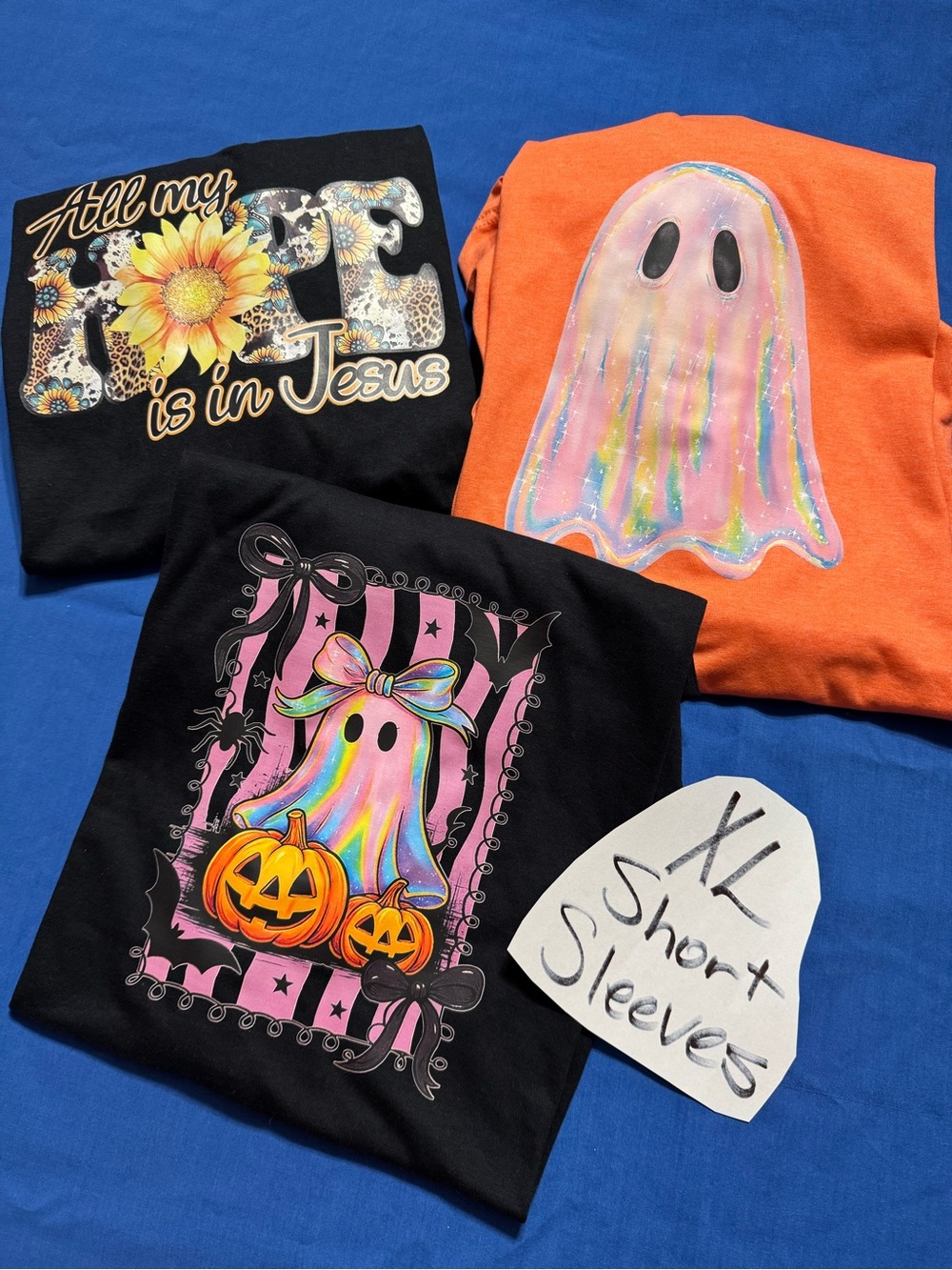 Women’s Orange Short Sleeve Ghost Graphic Tee - XL